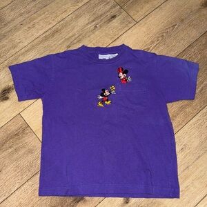 Vintage Kids Embroidered Purple Mickey & Minnie Mouse T-Shirt Small
